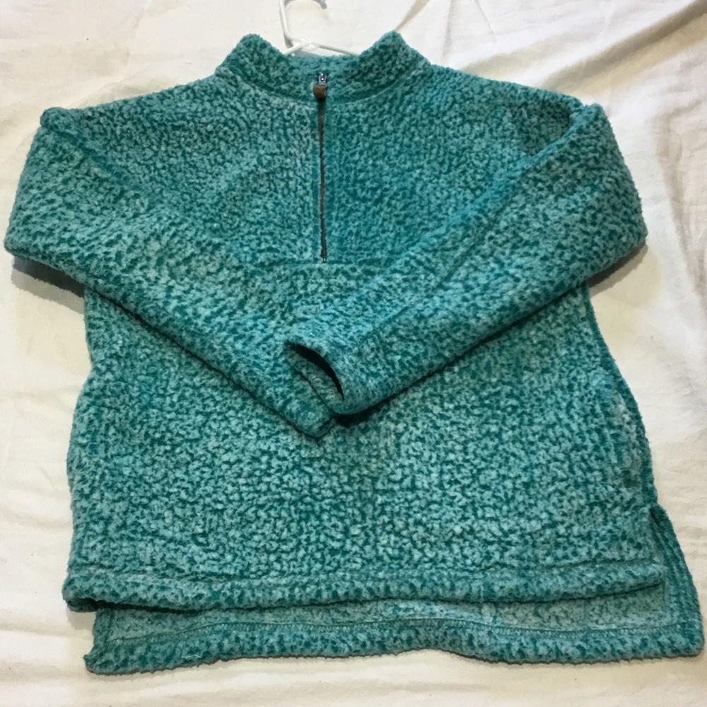 Time and Tru Teal Sherpa Quarter-Zip Pullover